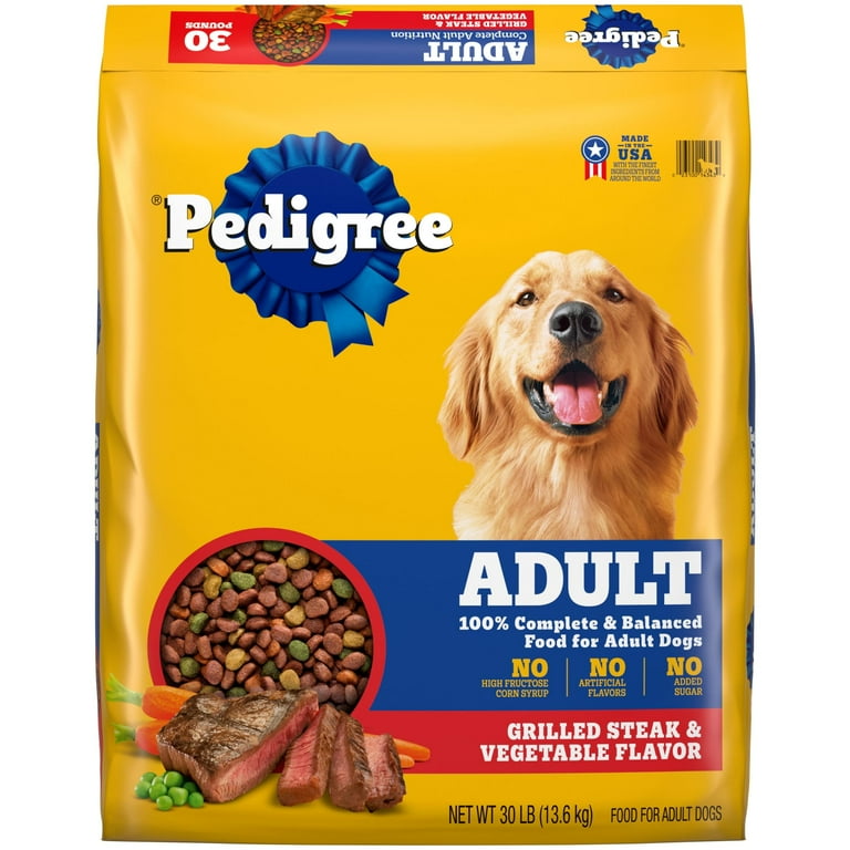 Image 1 of Pedigree Complete Nutrition Adult Dry Dog Food Grilled Steak & Vegetable Flavor Dog Kibble, 30 Lb Bonus Bag